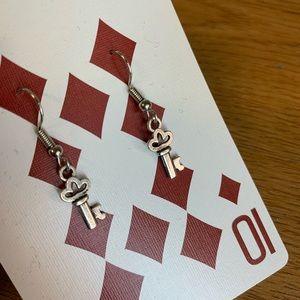 Small Silver Key Earrings